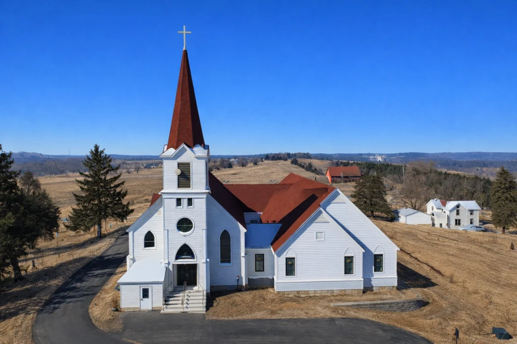 St Peters Church Aerial Front After