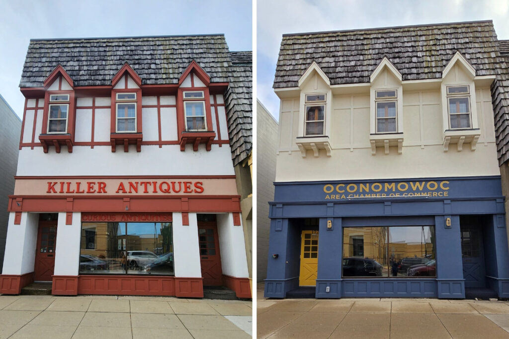Oconomowoc Chamber building before and after construction